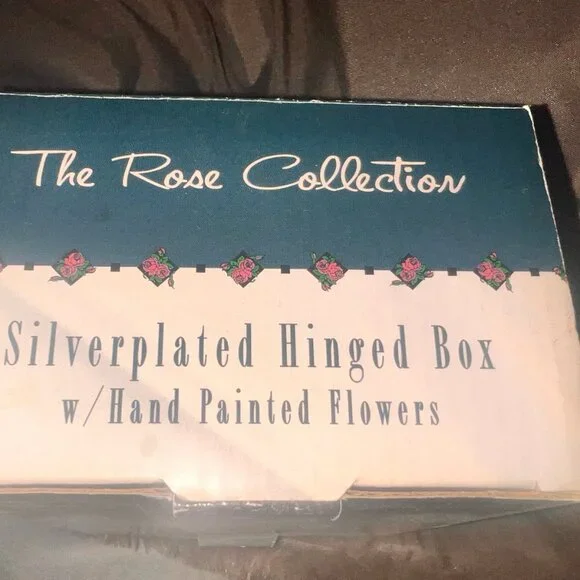 925 Silver jewelry box with pink roses design and red velvet liner inside. NEW